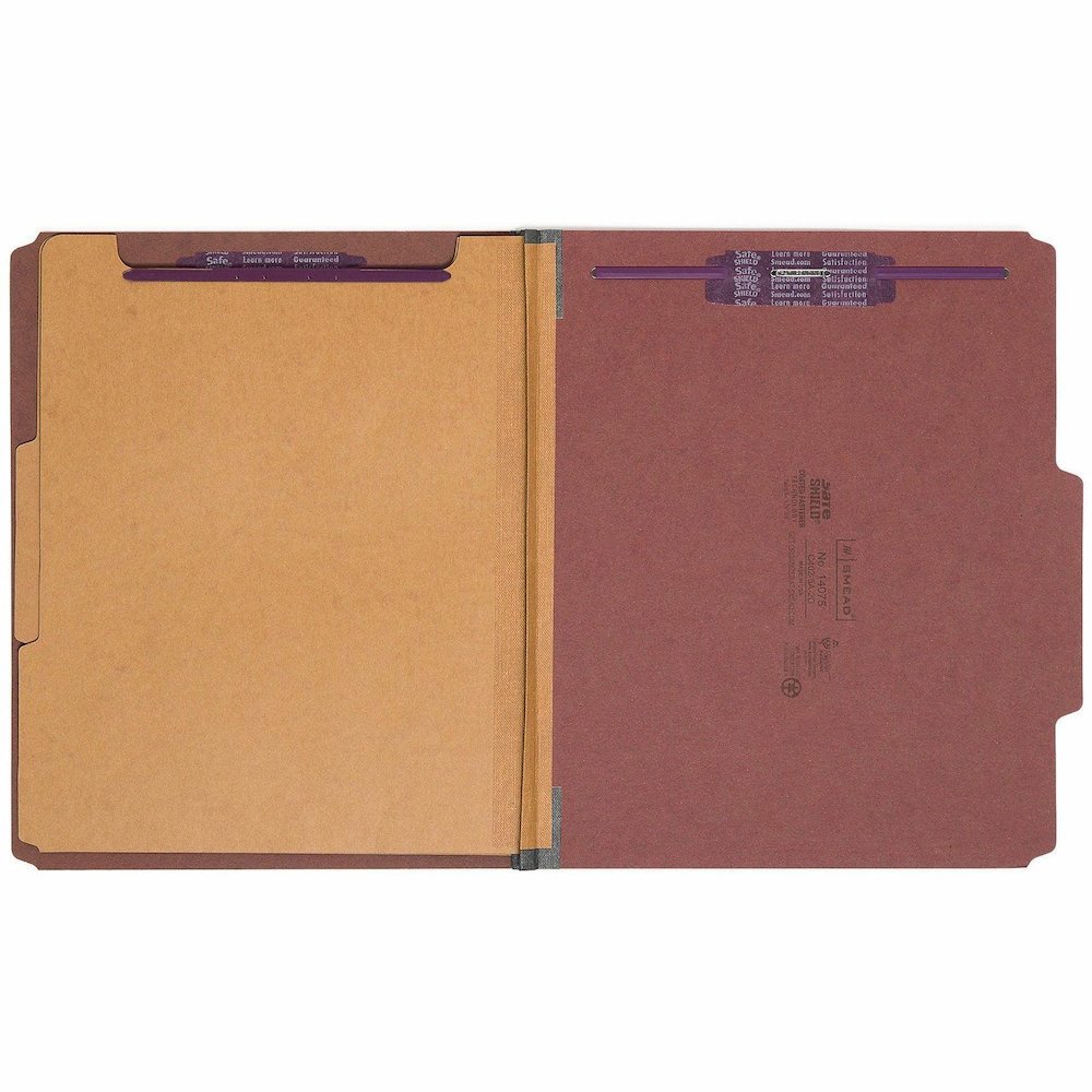 Smead SafeSHIELD 2/5 Tab Cut Letter Recycled Classification Folder - 8 1/2" x 11" - 2" Expansion - 2 x 2S Fastener - 2" for Folder - Top Tab Location - Right of Center Tab Position - 2 Divider - 25 pt. Picture 5