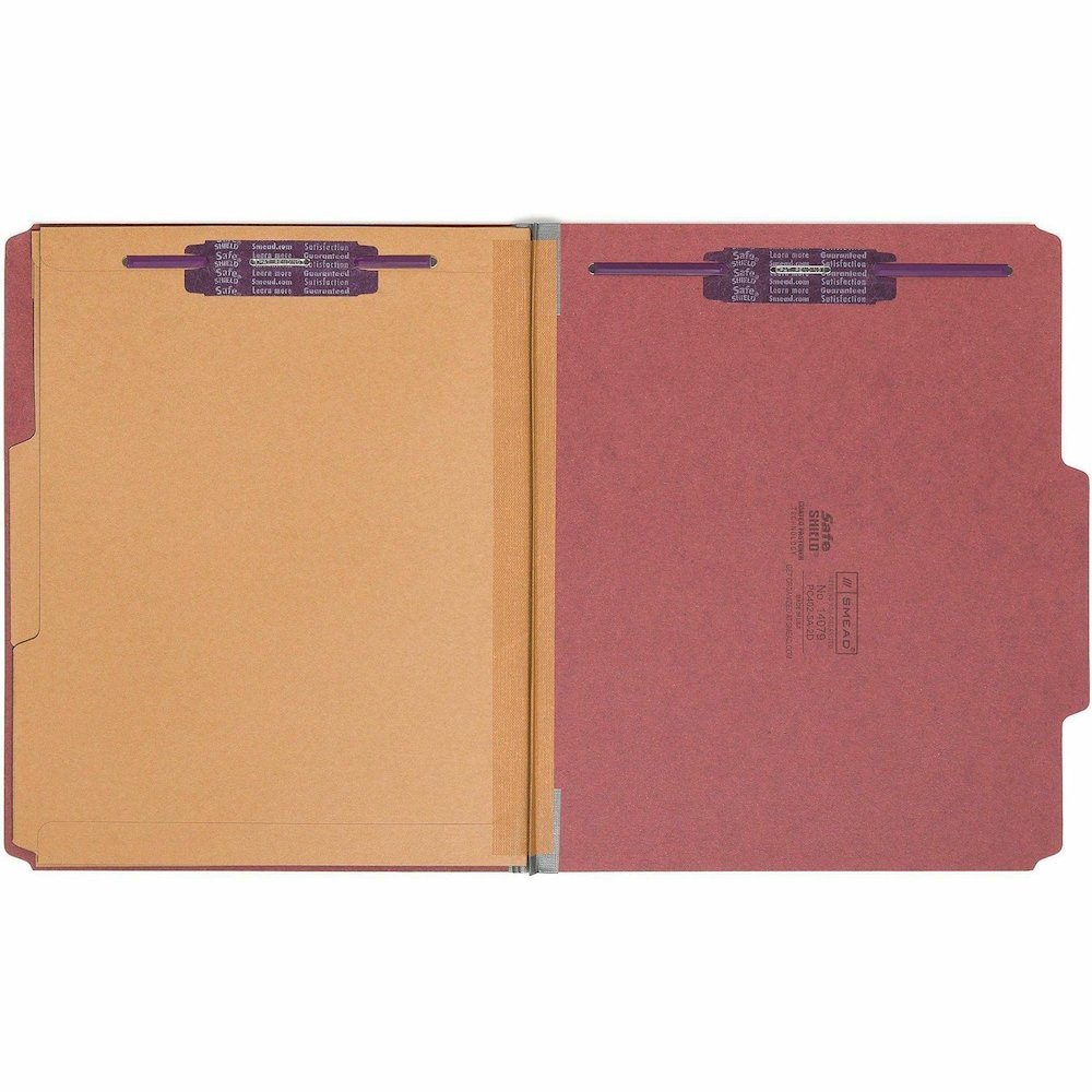 Smead SafeSHIELD 2/5 Tab Cut Letter Recycled Classification Folder - 8 1/2" x 11" - 2" Expansion - 2 x 2S Fastener - 2" for Folder - 2 Pocket - Top Tab Location - Right of Center Tab Position - 2 Divi. Picture 6