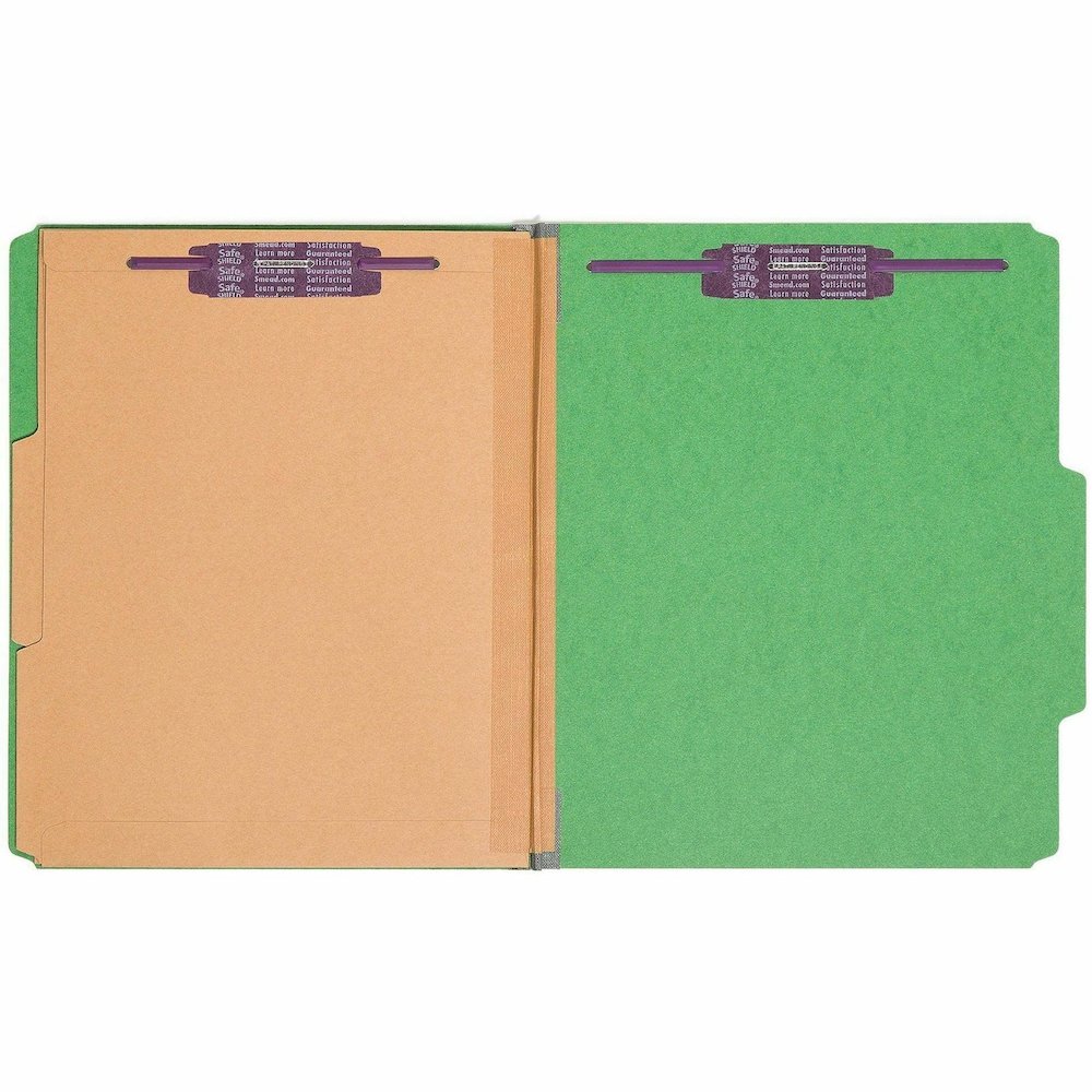 Smead SafeSHIELD 2/5 Tab Cut Letter Recycled Classification Folder - 8 1/2" x 11" - 2" Expansion - 2 x 2S Fastener - 2" for Folder - 2 Pocket - Top Tab Location - Right of Center Tab Position - 2 Divi. Picture 5