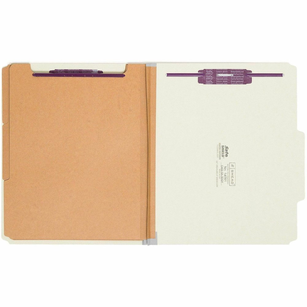 Smead SafeSHIELD 2/5 Tab Cut Letter Yes Classification Folder - 8 1/2" x 11" - 3" Expansion - 2 x 2S Fastener - 2" for Folder - Top Tab Location - Right of Center Tab Position - 3 Divider - 25 pt. - P. Picture 5
