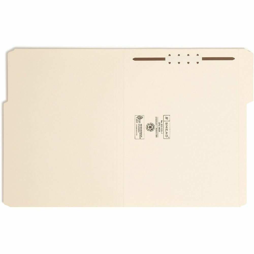 Smead 1/3 Tab Cut Letter Recycled Fastener Folder - 8 1/2" x 11" - 3/4" Expansion - 1 x 2K Fastener - 2" for Folder - Top Tab Location - Assorted Tab Position - 11 pt. - 2 Plys - Manila - Reinforced T. Picture 5