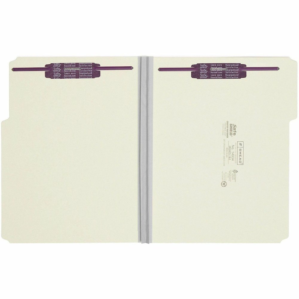Smead 1/3 Tab Cut Letter Recycled Fastener Folder - 8 1/2" x 11" - 2" Expansion - 2 x 2S Fastener - 2" for Folder - Top Tab Location - Assorted Tab Position - 25 pt. - Pressboard - Gray/Green - 100% R. Picture 5