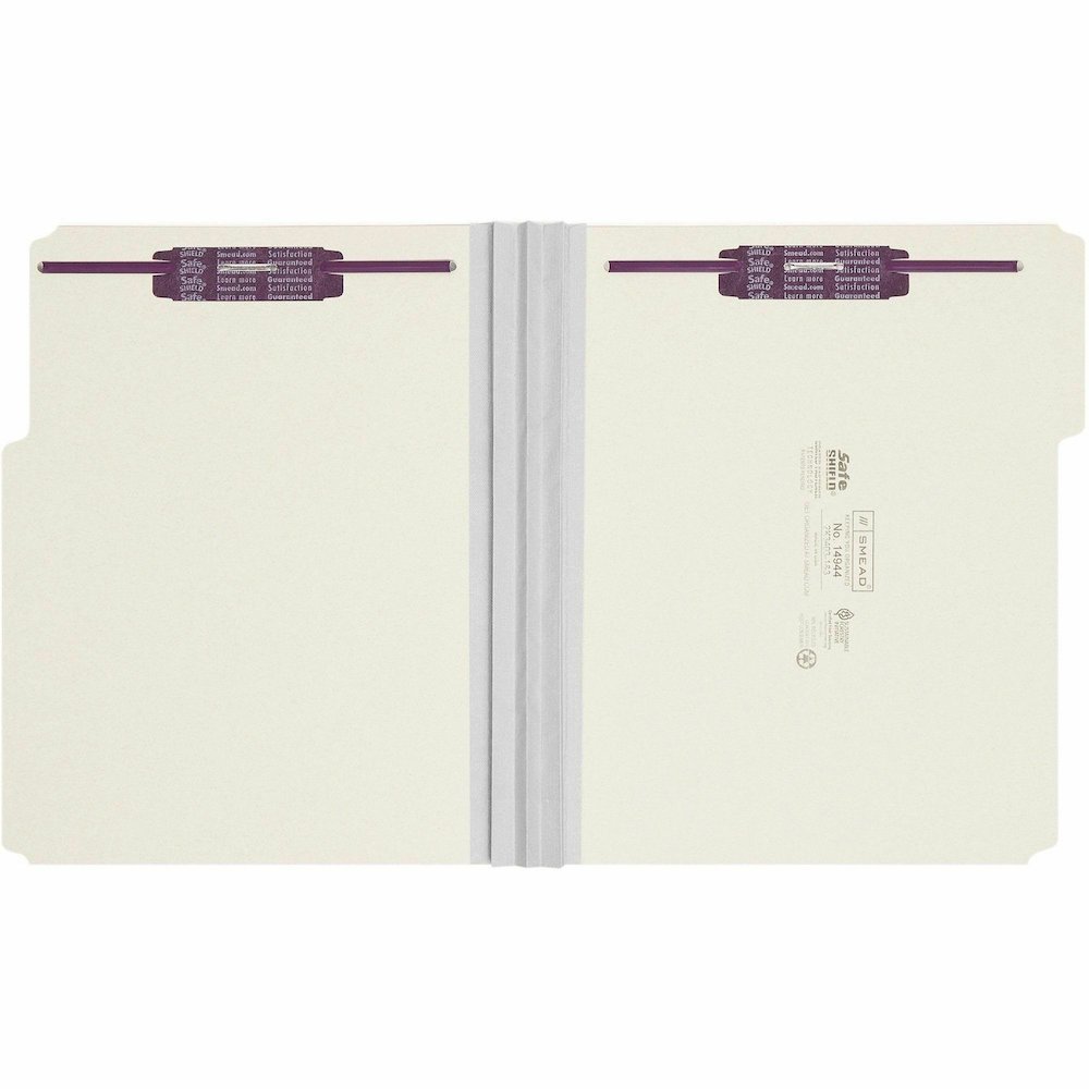 Smead 1/3 Tab Cut Letter Recycled Fastener Folder - 8 1/2" x 11" - 3" Expansion - 2 x 2S Fastener - 2" for Folder - Top Tab Location - Assorted Tab Position - 25 pt. - Pressboard - Gray, Green - Tear . Picture 5