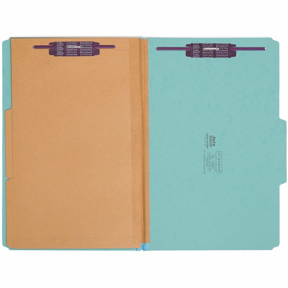 Smead SafeSHIELD 2/5 Tab Cut Legal Recycled Classification Folder - 8 1/2" x 14" - 2" Expansion - 2 x 2S Fastener - 2" for Folder - 2 Pocket - Top Tab Location - Right of Center Tab Position - 2 Divid. Picture 6