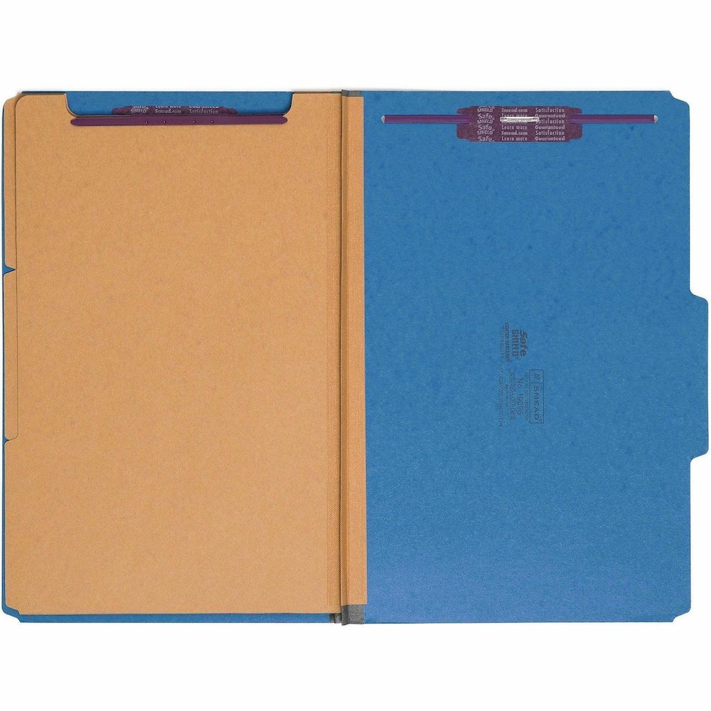 Smead SafeSHIELD 2/5 Tab Cut Legal Recycled Classification Folder - 8 1/2" x 14" - 3" Expansion - 2 x 2S Fastener - 2" for Folder - Top Tab Location - Right of Center Tab Position - 3 Divider - 25 pt.. Picture 6