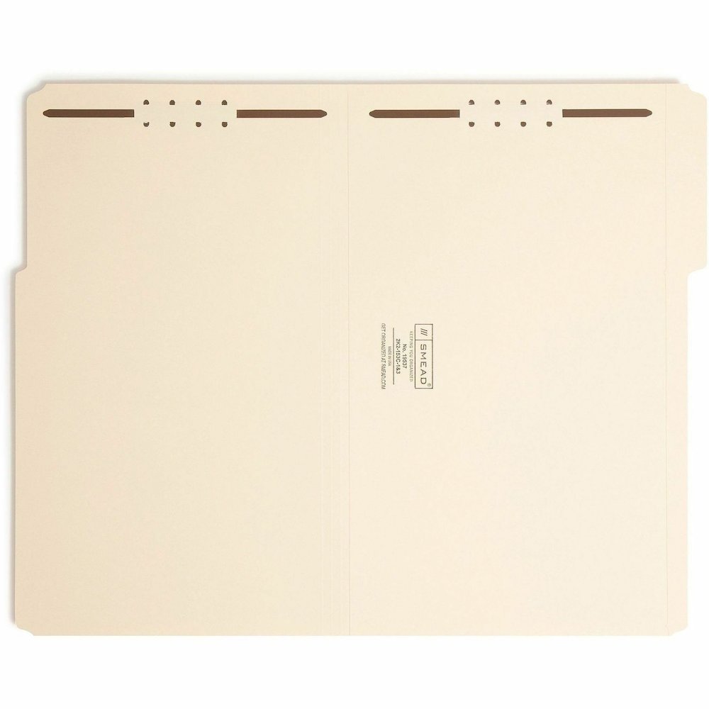 Smead 1/3 Tab Cut Legal Recycled Fastener Folder - 8 1/2" x 14" - 3/4" Expansion - 2 x 2K Fastener - 2" for Folder - Top Tab Location - Assorted Tab Position - 11 pt. - 2 Plys - Manila - Reinforced Ta. Picture 4