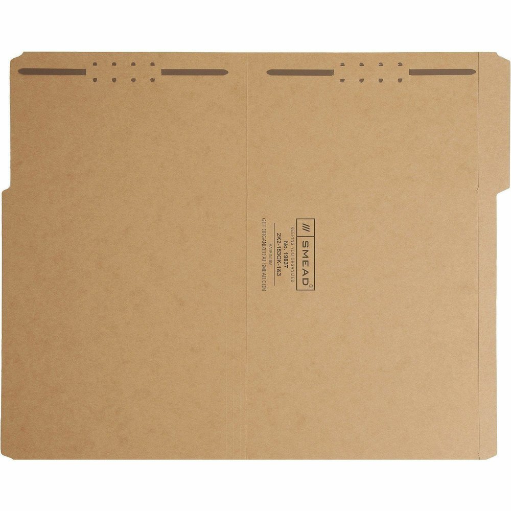 Smead 1/3 Tab Cut Legal Recycled Fastener Folder - 8 1/2" x 14" - 3/4" Expansion - 2 x 2K Fastener - 2" for Folder - Top Tab Location - Assorted Tab Position - 11 pt. - 2 Plys - Kraft - Reinforced Tab. Picture 3