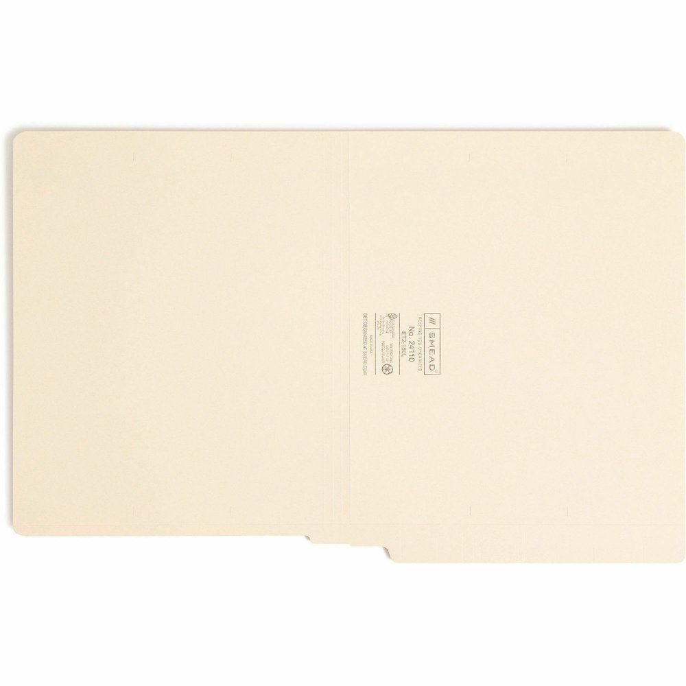Smead Shelf-Master Straight Tab Cut Letter Recycled End Tab File Folder - 8 1/2" x 11" - 3/4" Expansion - 11 pt. - 2 Plys - Manila - Reinforced Tab, Embossed - 10% Recycled - 100 / Box. Picture 5