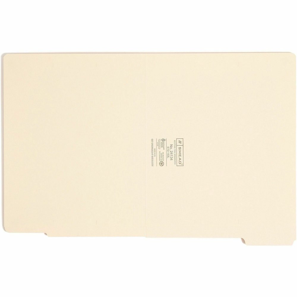 Smead Shelf-Master 1/3 Tab Cut Letter Recycled End Tab File Folder - 8 1/2" x 11" - 3/4" Expansion - End Tab Location - Assorted Tab Position - 11 pt. - 2 Plys - Manila - Reinforced Tab, Embossed - 10. Picture 3