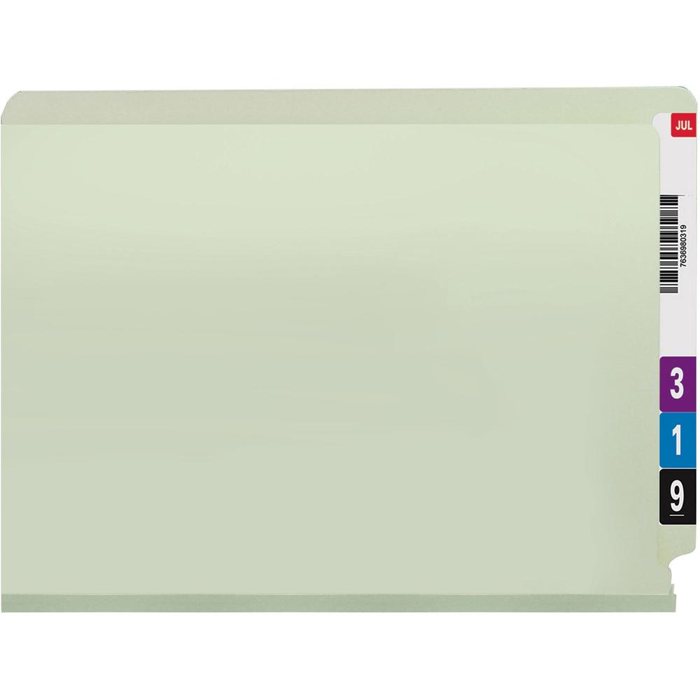 Smead Shelf-Master Straight Tab Cut Letter Recycled End Tab File Folder - 8 1/2" x 11" - 2" Expansion - 25 pt. - Pressboard - Gray/Green - Heavy Duty, Tear Resistant - 100% Recycled - 25 / Box. Picture 5