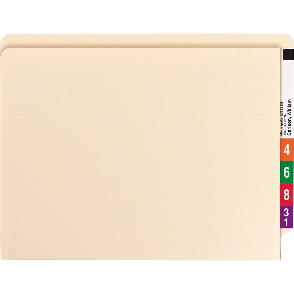 Smead Straight Tab Cut Letter Recycled Fastener Folder - 8 1/2" x 11" - 3/4" Expansion - 1 x 2B Fastener(s) - 2" Fastener Capacity for Folder - 1 Inside Front Pocket(s) - Manila - 10% Recycled - 50 / . Picture 3