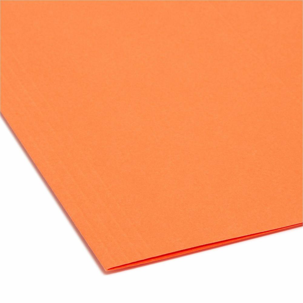 Smead Colored 1/5 Tab Cut Letter Recycled Hanging Folder - 8 1/2" x 11" - Top Tab Location - Assorted Tab Position - 11 pt. - Vinyl - Orange - 10% Recycled - 25 / Box. Picture 2