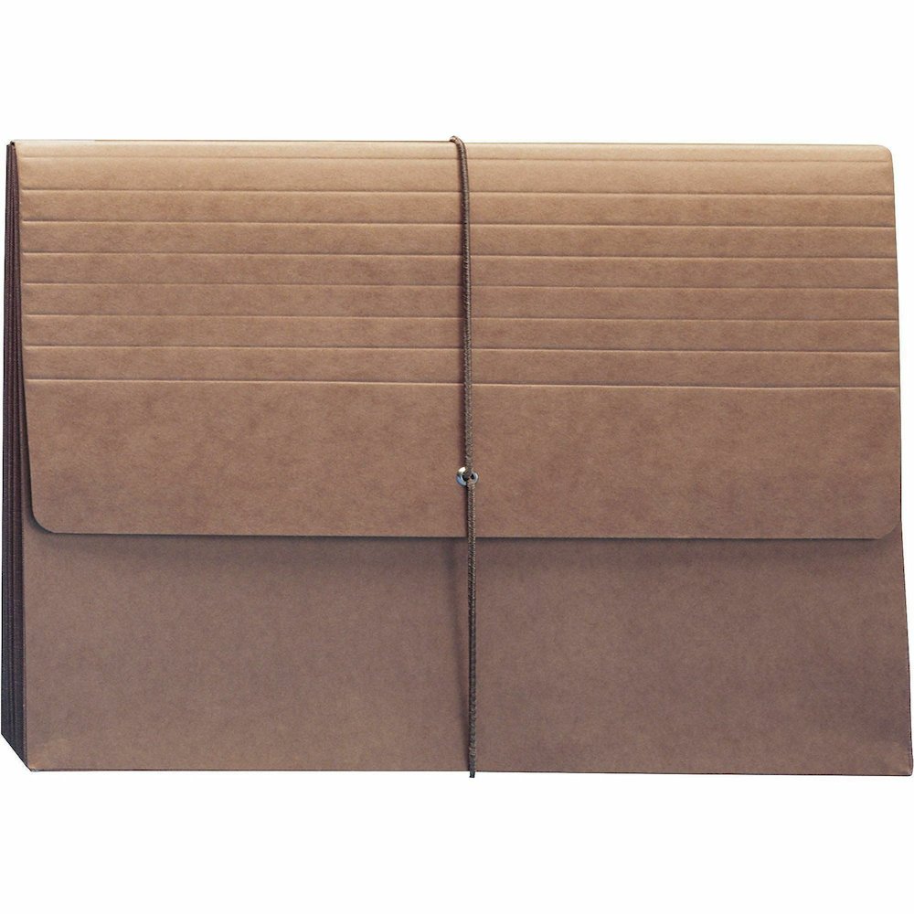 Smead Legal Recycled File Wallet - 8 1/2" x 14" - 5 1/4" Expansion - Redrope - Elastic Closure Flap, Tear Resistant Gusset - 30% Recycled - 10 / Box. Picture 3