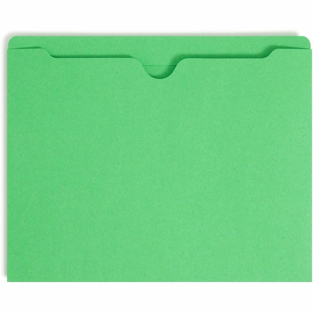 Smead Colored Straight Tab Cut Letter Recycled File Jacket - 8 1/2" x 11" - 11 pt. - 2 Plys - Green - Slip Resistant, Reinforced Tab - 10% Recycled - 100 / Box. Picture 5