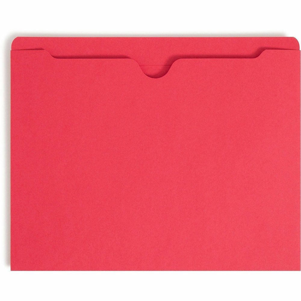Smead Colored Straight Tab Cut Letter Recycled File Jacket - 8 1/2" x 11" - 11 pt. - 2 Plys - Red - Slip Resistant, Reinforced Tab - 10% Recycled - 100 / Box. Picture 5