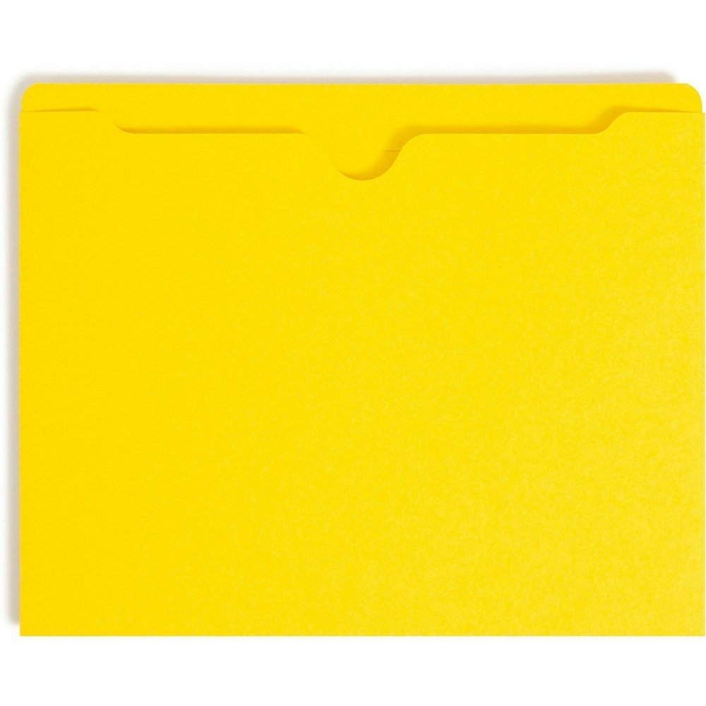 Smead Colored Straight Tab Cut Letter Recycled File Jacket - 8 1/2" x 11" - 11 pt. - 2 Plys - Yellow - Slip Resistant, Reinforced Tab - 10% Recycled - 100 / Box. Picture 5