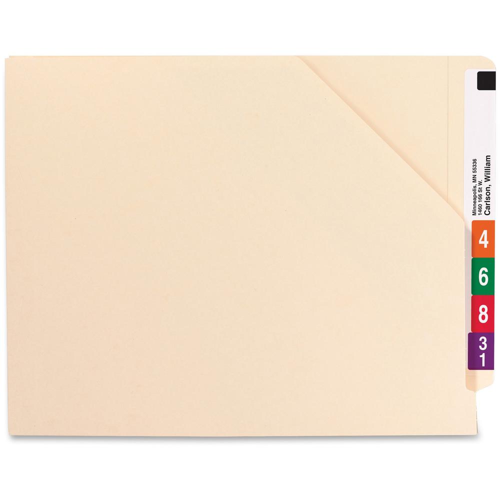 Smead Shelf-Master Straight Tab Cut Letter Recycled File Jacket - 8 1/2" x 11" - 1 1/2" Expansion - 14 pt. - 2 Plys - Manila - 10% Recycled - 50 / Box. Picture 3