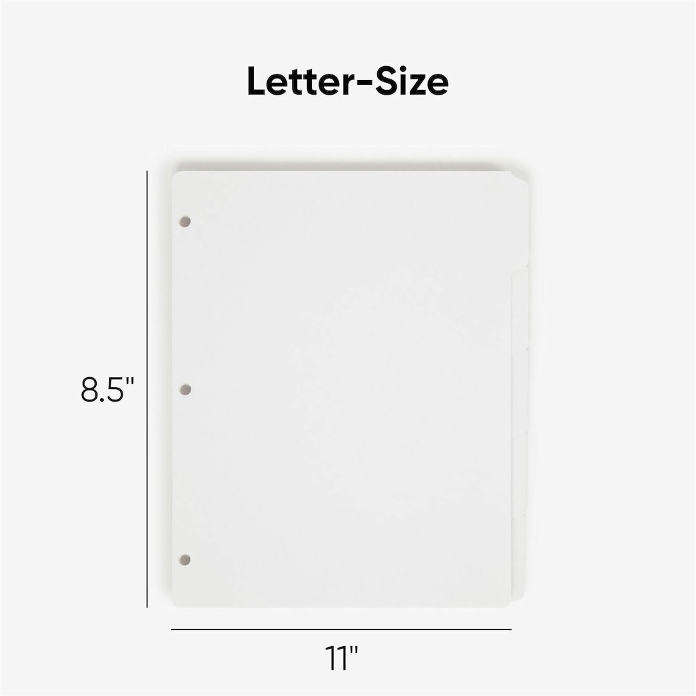 Smead Three-Ring Binder Index Dividers - 5 Tab(s)/Set - Letter - 8.50" Width x 11" Length - White Divider - 10% Recycled - Punched - 1 Box. Picture 4