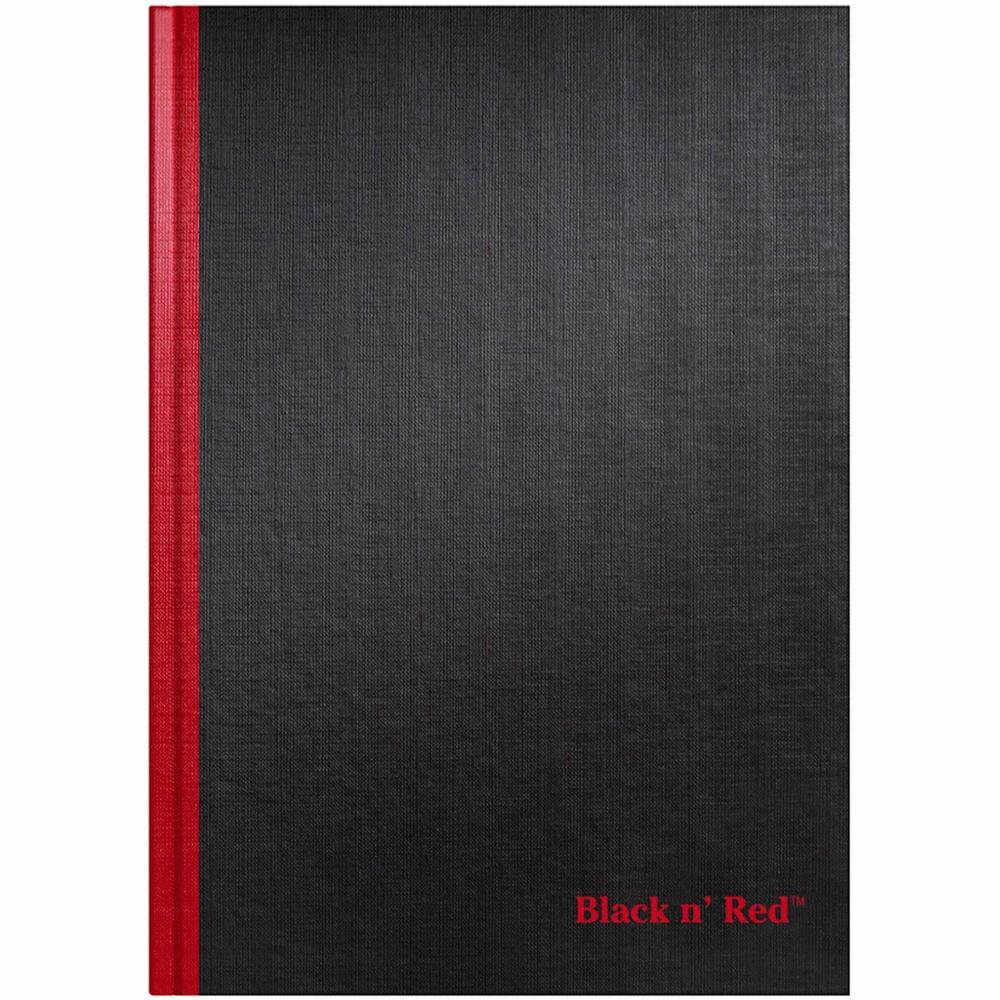 Black n' Red Casebound Ruled Notebooks - A4 - 96 Sheets - Sewn - 24 lb Basis Weight - A4 - 8 1/4" x 11 3/4" - White Paper - Red Binding - BlackHeavyweight Cover - Hard Cover, Ribbon Marker - 1 Each. Picture 3