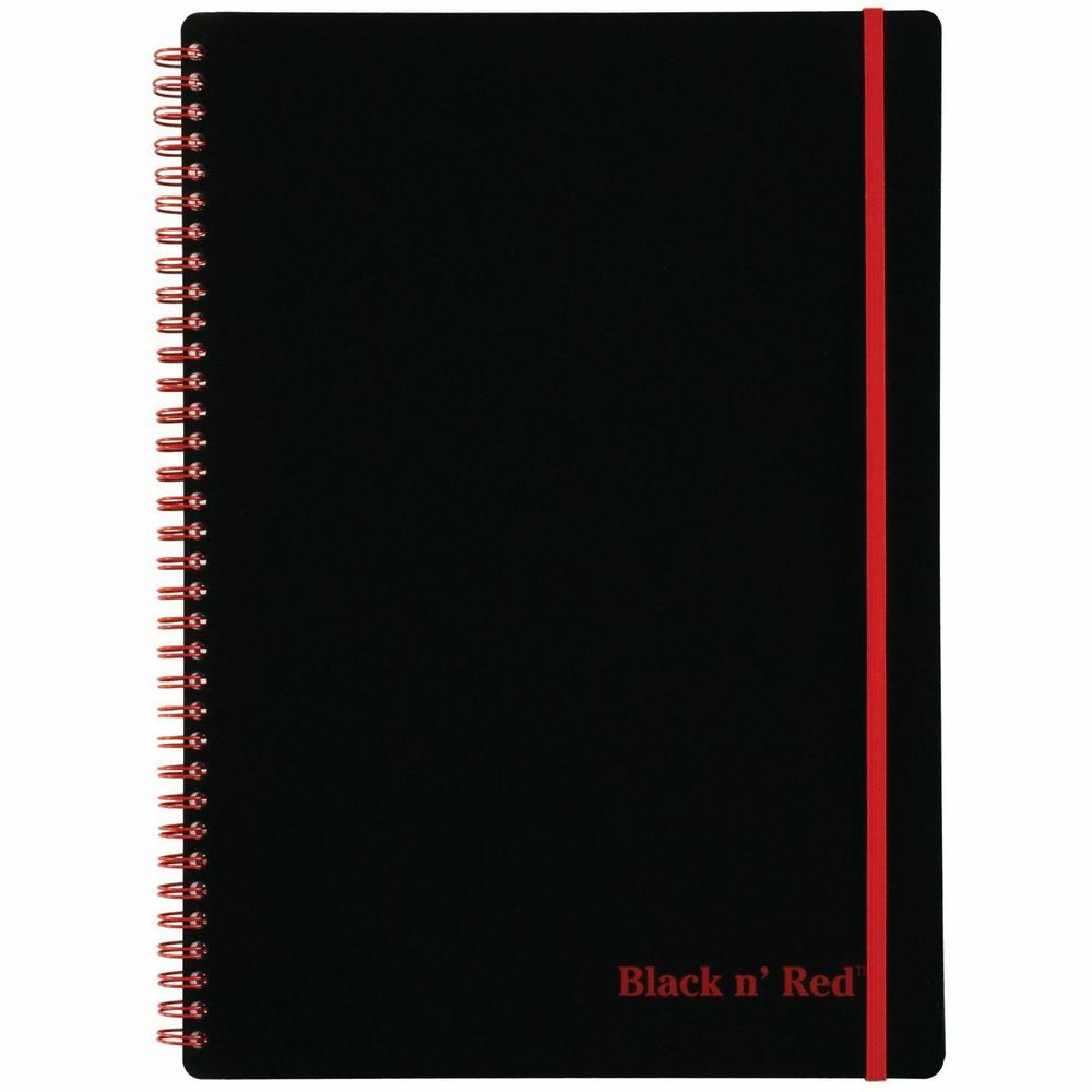 Black n' Red Soft Cover Business Notebook - 70 Sheets - Twin Wirebound - Ruled Margin - 24 lb Basis Weight - 8 1/4" x 11 3/4" - White Paper - Red Binding - BlackPolypropylene Cover - Perforated, Flexi. Picture 3