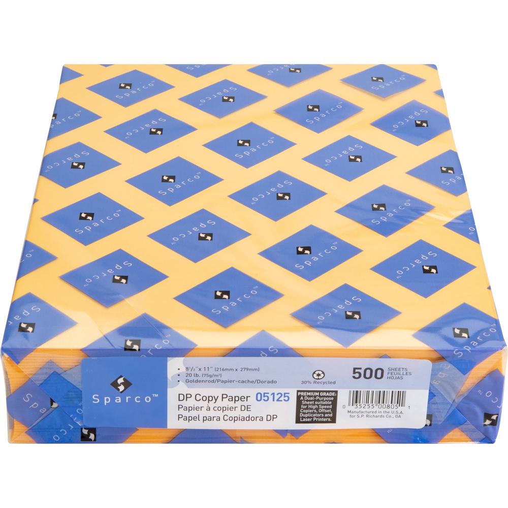 Sparco Premium Copy Paper - Goldenrod - Letter - 8 1/2" x 11" - 20 lb Basis Weight - Sustainable Forestry Initiative (SFI) - Lint-free, Archival-safe, Acid-free - Goldenrod - 500 / Ream. Picture 7