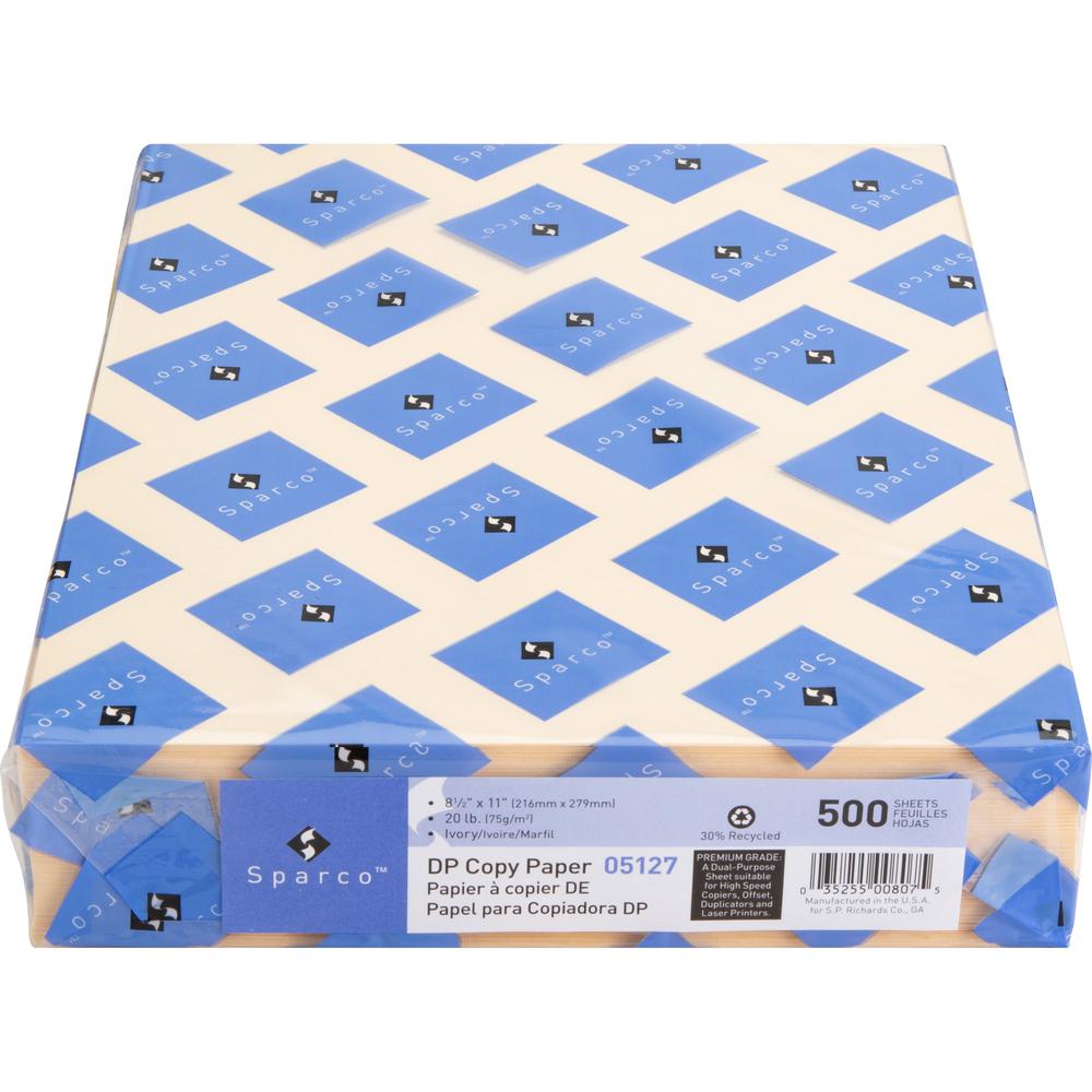Sparco Premium Copy Paper - Ivory - Letter - 8 1/2" x 11" - 20 lb Basis Weight - Sustainable Forestry Initiative (SFI) - Lint-free, Acid-free, Archival-safe - Ivory - 500 / Ream. Picture 7