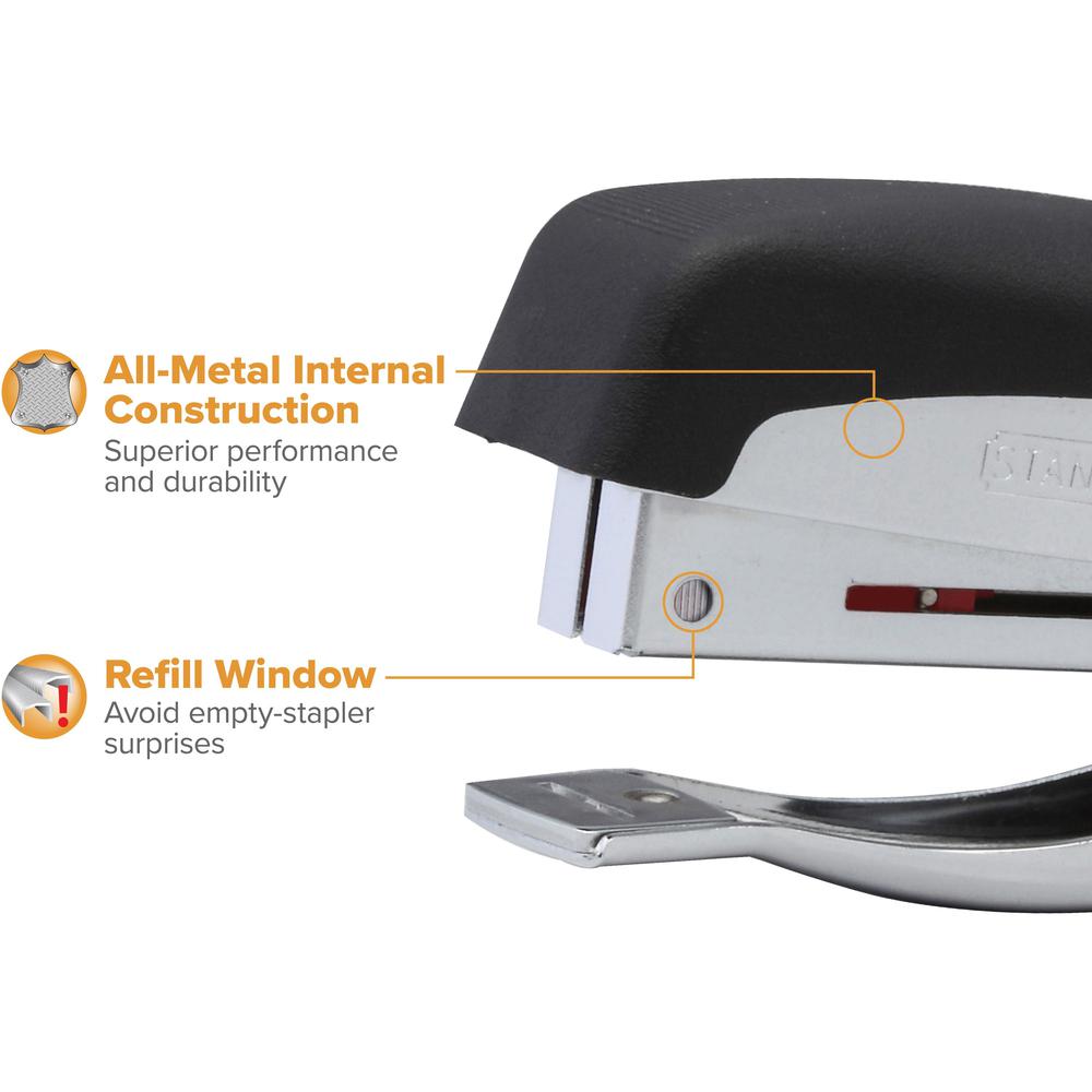 Bostitch Deluxe Hand-held Stapler - 20 of 20lb Paper Sheets Capacity - 105 Staple Capacity - Half Strip - 1/4" Staple Size - 1 Each - Chrome. Picture 6
