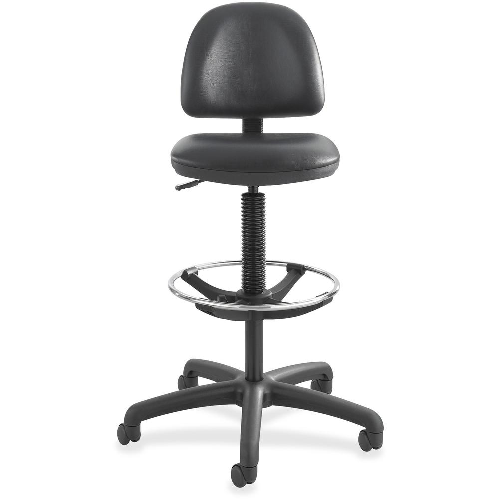 Safco Precision Extended Height Drafting Chair - Vinyl Black Seat Color - Vinyl Seat Material - Black Frame Color - 5-star Base - Black - 1 Each. Picture 2