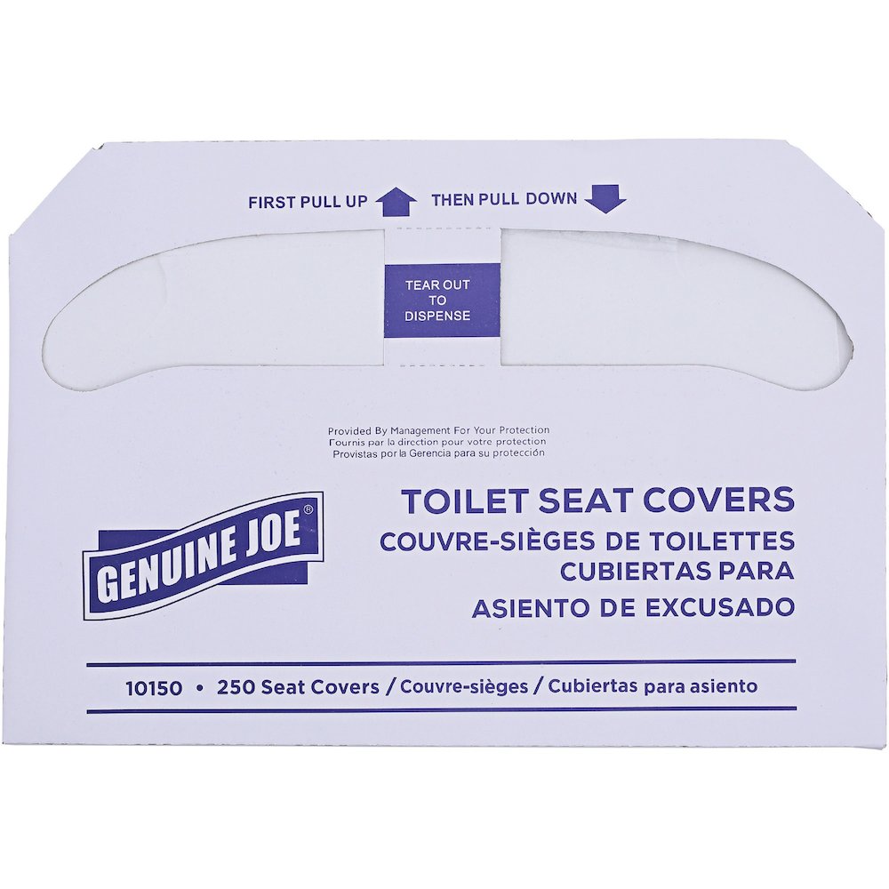 Genuine Joe Half-fold Toilet Seat Covers - Half-fold - For Public Toilet - White - 250/Pack - 10 / Carton. Picture 3