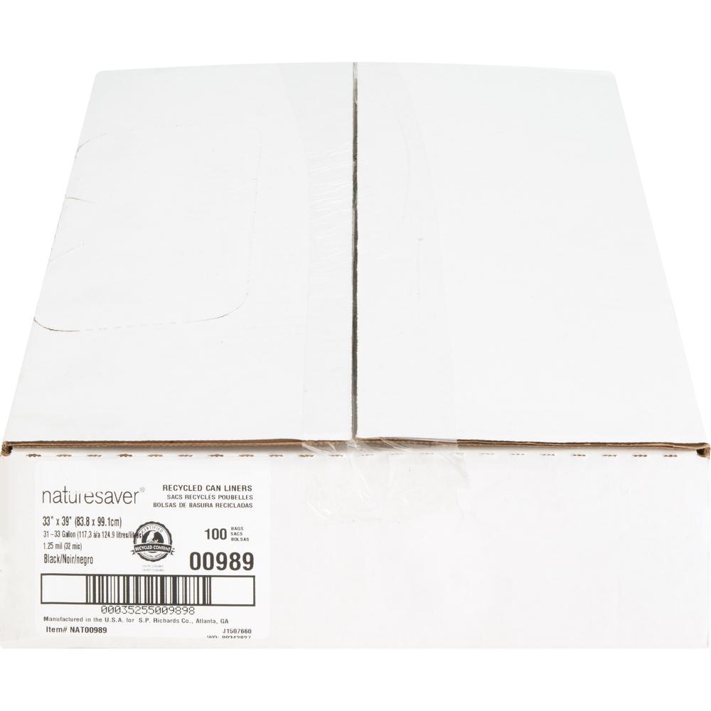 Nature Saver Black Low-density Recycled Can Liners - Medium Size - 33 gal Capacity - 39" Length x 33" Width x 1.25 mil (32 Micron) Thickness - Low Density - Black - Plastic - Cleaning Supplies - Recyc. Picture 6