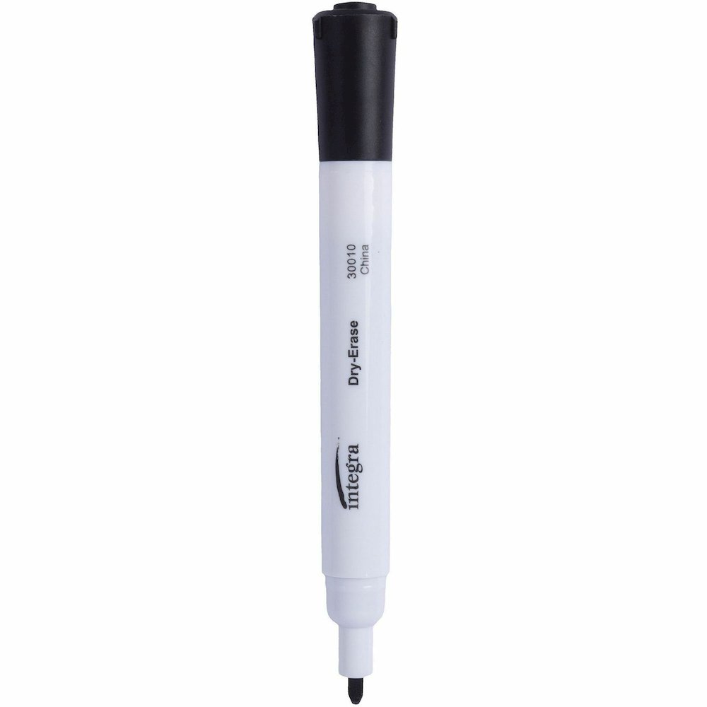 Integra Chisel Point Dry-erase Markers - Black Ink - Fiber Tip - Writing - 1 Dozen. Picture 3