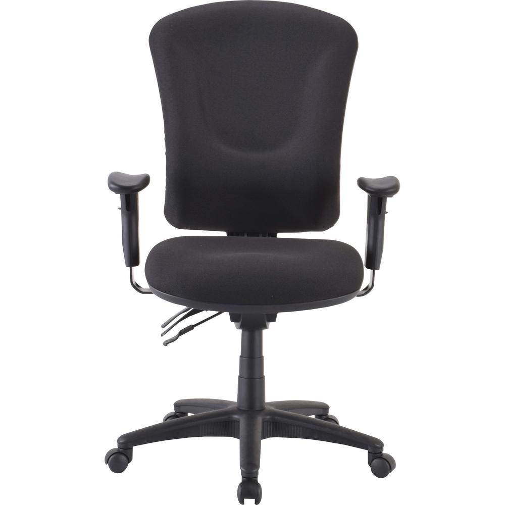 Lorell Contoured Managerial Task Chair - Black Polyester Seat - Black Frame - 1 Each. Picture 5