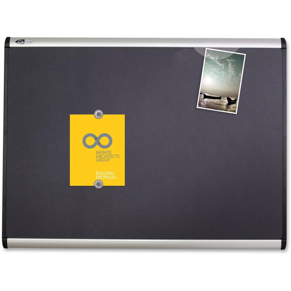 Quartet Prestige Plus Magnetic Bulletin Board - 24" Height x 36" Width - Gray Fabric Surface - Magnetic, Self-healing, Durable - Silver Aluminum Frame - 1 Each. Picture 3