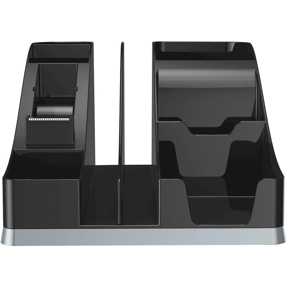 Deflecto Silouettes All-in-One Caddy - 6 Compartment(s) - 5.19" Height x 8.13" Width x 9.13" Depth - Desktop - Cable Management, Removable Divider - Silver - 1 Each. Picture 4