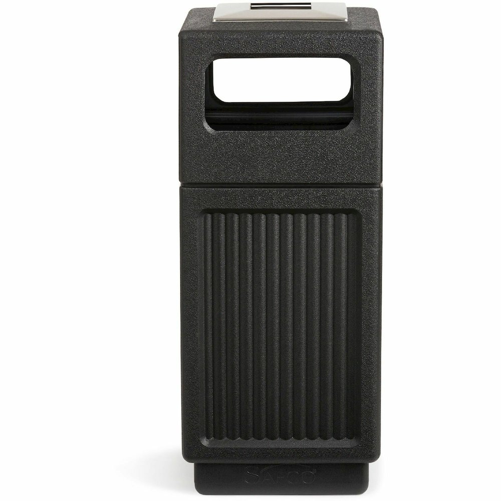 Safco Recessed Panels Waste Receptacle - 15 gal Capacity - 32.8" Height x 13.8" Width x 13.8" Depth - Polyethylene - Black - 1 Each. Picture 5