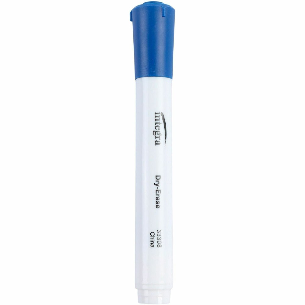 Integra Chisel Point Dry-erase Markers - Blue Ink - Fiber Tip - Writing - 1 Dozen. Picture 4