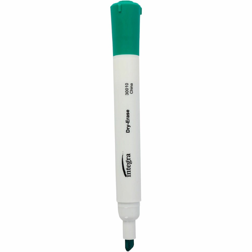 Integra Chisel Point Dry-erase Markers - Green Ink - Fiber Tip - Writing - 1 Dozen. Picture 4