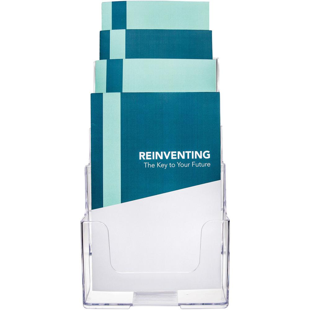 Deflecto Booklet Holder - 4 Compartment(s) - 4 Tier(s) - 10" Height x 4.9" Width x 6.1" DepthDesktop - Compact, Booklet Size - Clear - Plastic - 1 Each. Picture 2