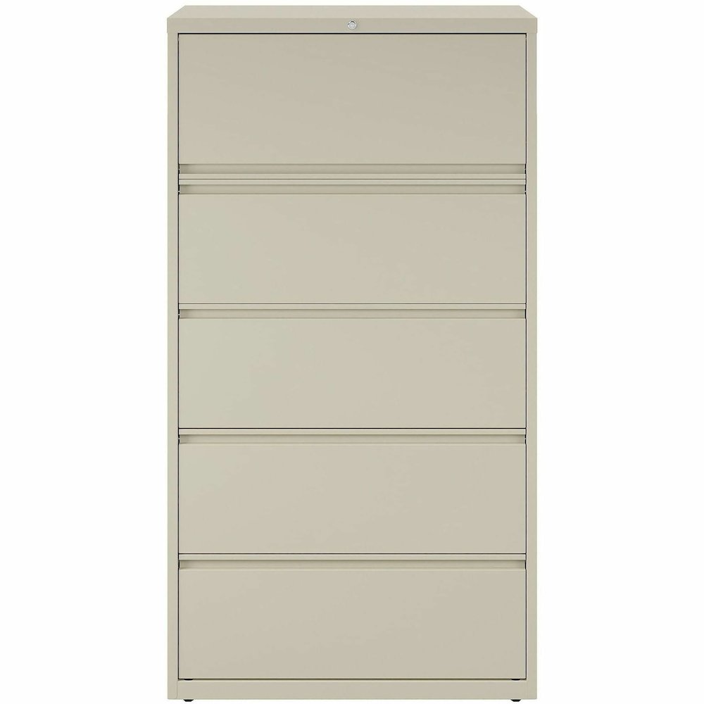 Lorell Fortress Series Lateral File - 36" Width x 18.6" Depth x 67.7" Height - 5 x Drawer(s) for File - Legal, Letter, A4 - Lateral - Rust Proof, Leveling Glide, Interlocking, Ball-bearing Suspension,. Picture 6