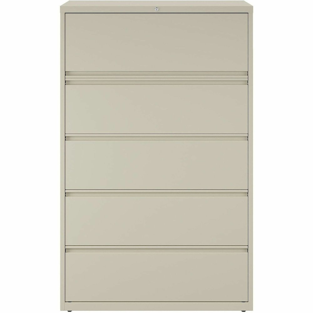 Lorell Fortress Series Interlocking System Lateral File - 42" Width x 18.6" Depth x 67.7" Height - 5 x Drawer(s) for File - Legal, Letter, A4 - Lateral - Rust Proof, Leveling Glide, Interlocking, Ball. Picture 6