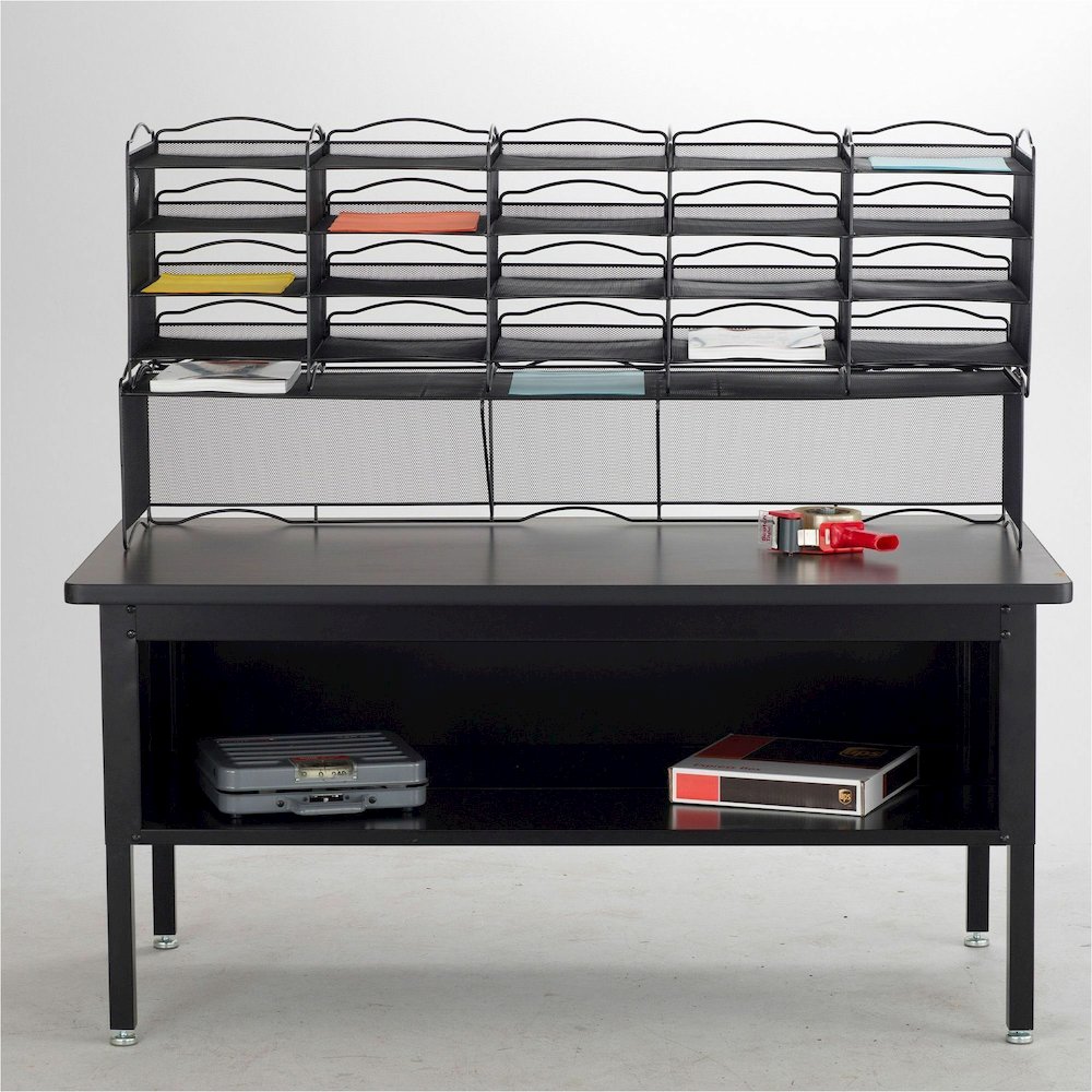 Safco 12-Compartment Mesh Desktop Organizer - 12 Compartment(s) - Compartment Size : 1.75" x 9.50" x 12.25" - 11.25" Height x 30" Width x 12.62" Depth - Desktop - Stackable - Powder Coated - Black - S. Picture 4