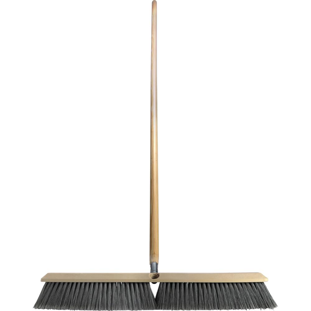 Genuine Joe Heavy-duty Floor Sweep with Handle - 24" Polypropylene Bristle - 60" Handle Length x 1.25" Handle Diameter - Hardwood Handle - 1 Each. Picture 2