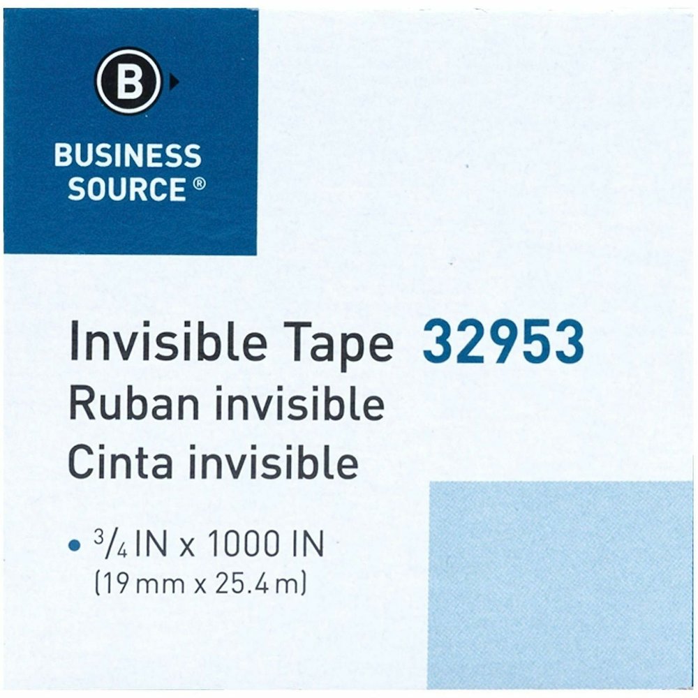 Business Source Premium Invisible Tape Value Pack - 27.78 yd Length x 0.75" Width - 1" Core - Clear - For Multipurpose, Splicing, Mending, Holding - 12 / Pack. Picture 3