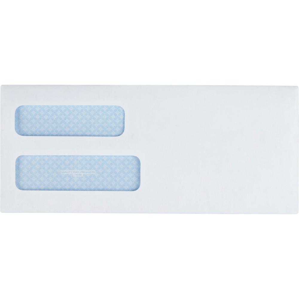 Quality Park No. 10 Double Window Security Tint Envelopes - Security - #10 - 4 1/8" Width x 9 1/2" Length - 24 lb - Gummed - 500 / Box - White. Picture 6