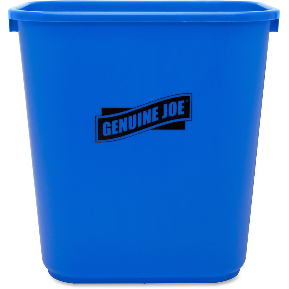 Genuine Joe 28-1/2 Quart Recycle Wastebasket - 7.13 gal Capacity - Rectangular - 15" Height x 14.5" Width x 10.5" Depth - Blue, White - 1 Each. Picture 4