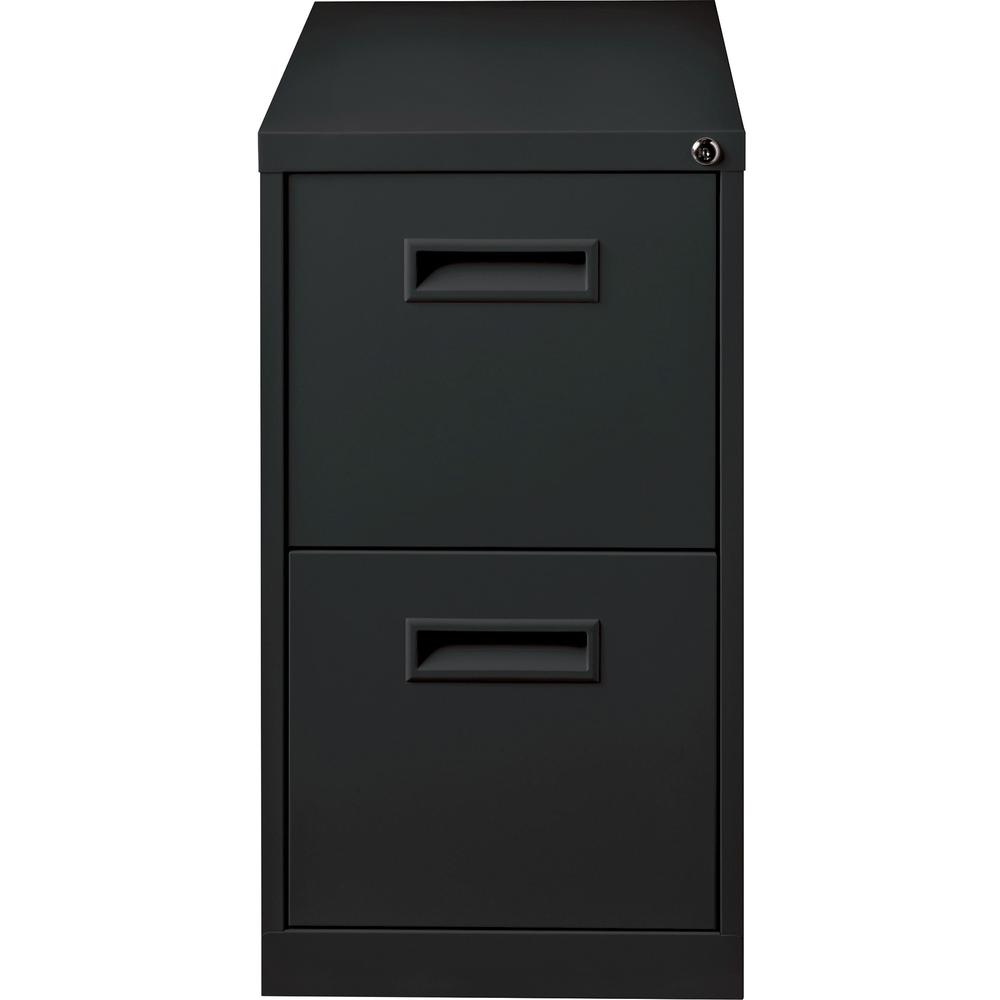 Lorell 22" File/File Mobile File Cabinet with Recessed Pull - 15" Width x 22.9" Depth x 28" Height - 2 x Drawer(s) for File - Letter - Security Lock, Ball-bearing Suspension - Black - Powder Coated - . Picture 6