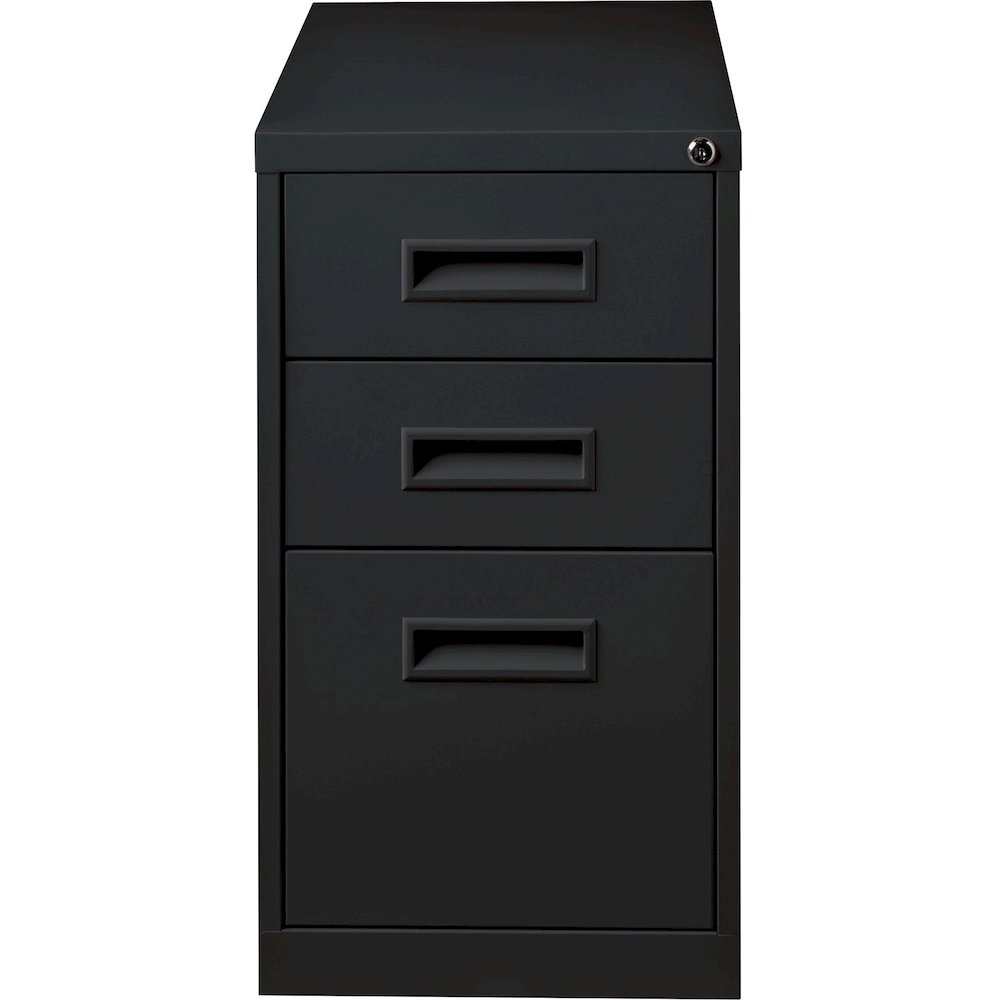 Lorell 22" Box/Box/File Mobile File Cabinet with Recessed Pull - 15" Width x 22" Depth x 27.7" Height - 3 x Drawer(s) for Box, File - Letter - Security Lock, Ball-bearing Suspension - Black - Powder C. Picture 3