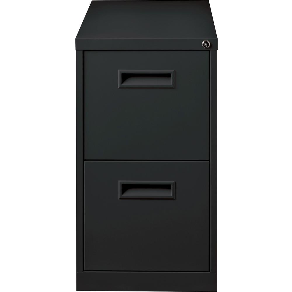 Lorell 19" File/File Mobile File Cabinet with Recessed Pull - 15" Width x 19" Depth x 28" Height - 2 x Drawer(s) for File - Letter - Locking Casters, Security Lock, Ball-bearing Suspension - Black - P. Picture 3
