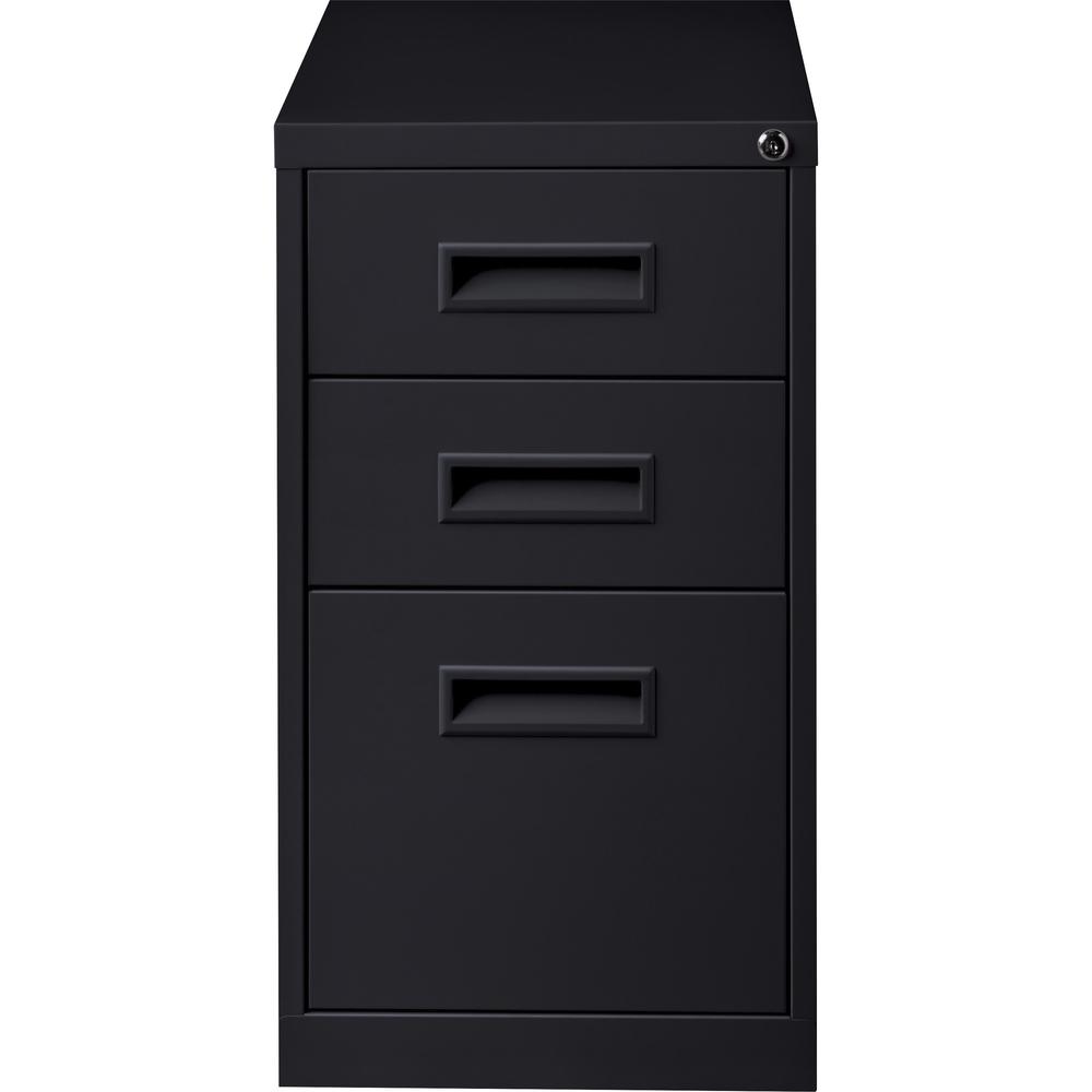 Lorell 19" Box/Box/File Mobile File Cabinet with Recessed Pull - 15" Width x 19" Depth x 28" Height - 3 x Drawer(s) for Box, File - Letter - Ball-bearing Suspension - Black - Steel - Recycled. Picture 3