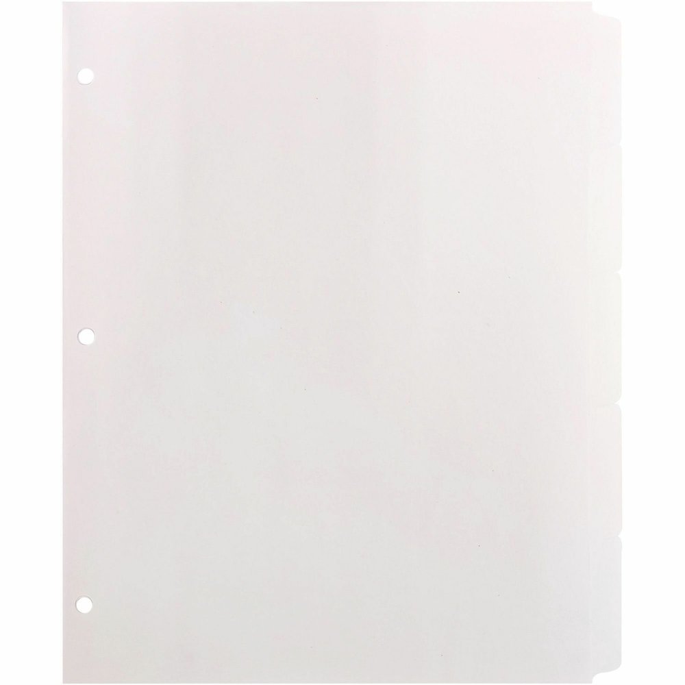 Business Source 3-Ring Plain Tab Indexes - 5 Write-on Tab(s) - 5 Tab(s)/Set - 2" Tab Width - 8.5" Divider Width x 11" Divider Length - Letter - 3 Hole Punched - White Divider - 100% Yes - Mylar Reinfo. Picture 3